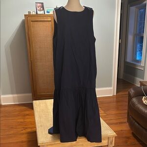 Sleeveless Navy Maxi Dress with Drop Skirt